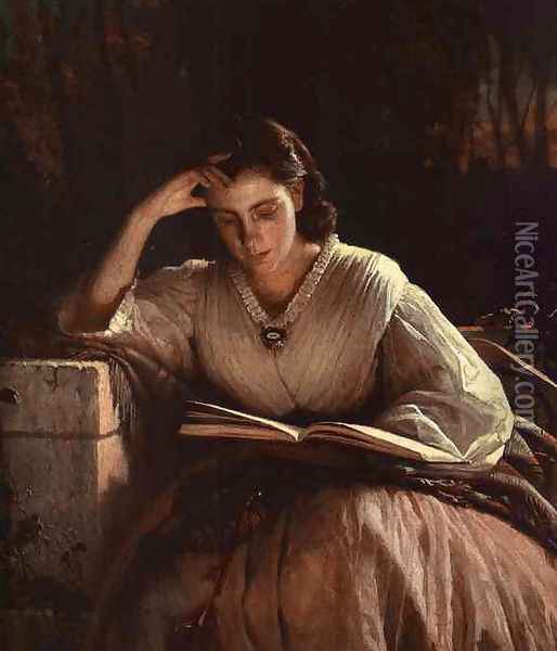 Sophia Kramskaya Reading Oil Painting - Ivan Nikolaevich Kramskoy