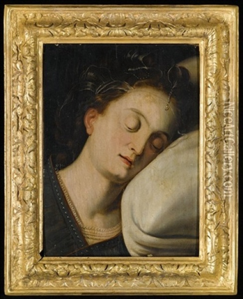 The Head Of A Sleeping Woman Oil Painting - Frans Floris the Elder