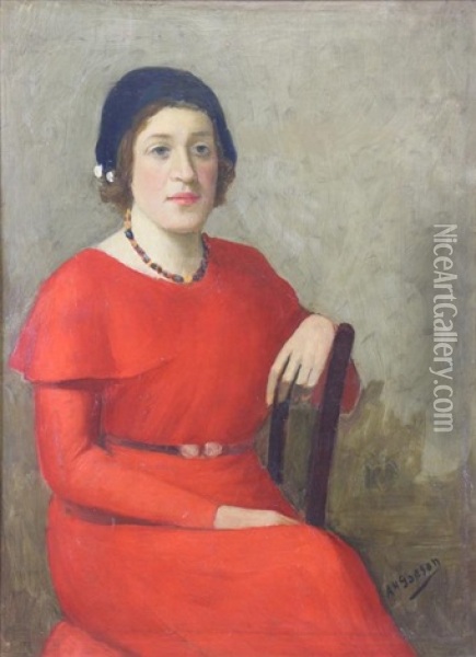 Portrait Of A Woman Oil Painting - Aaron Harry Gorson