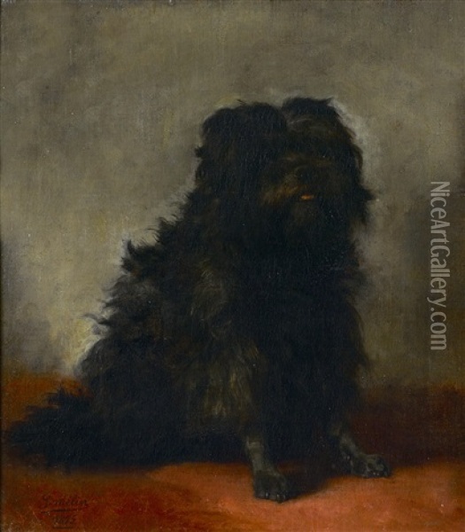 A Black Spaniel Oil Painting - Joseph Urbain Melin