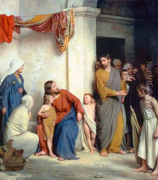Christ with Children Oil Painting - Carl Heinrich Bloch