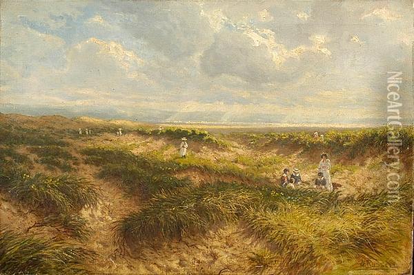 Figures Picnicing On The Dunes Oil Painting - H.A. Russell