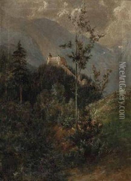 Ansicht Von Burg Hohenwerfen Salzburg Oil Painting - Walter John James