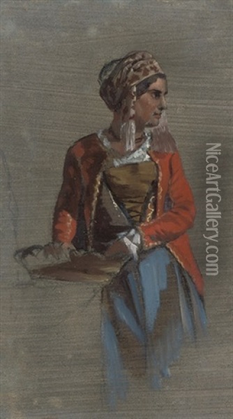 A Roman Peasant Girl Oil Painting - George Hemning Mason