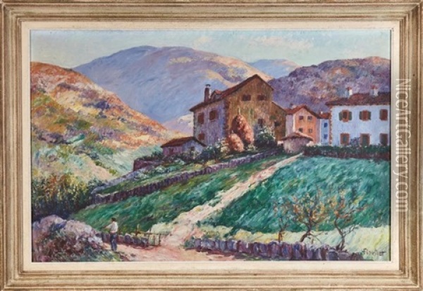 Collines Basques Animees A Biriatou Oil Painting - Louis Floutier