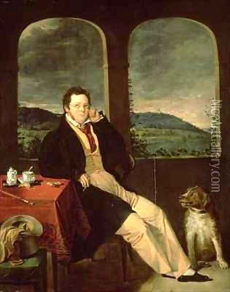 Portrait of Schubert Oil Painting - Melegh Gabor