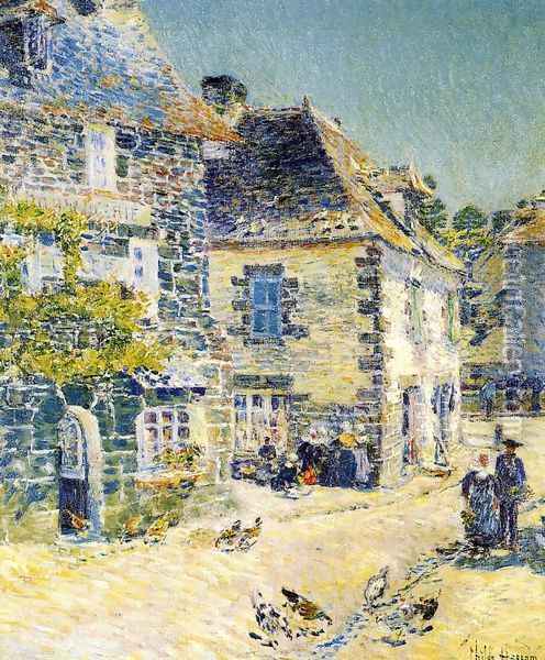 Pont-Aven, Noon Day Oil Painting - Childe Hassam