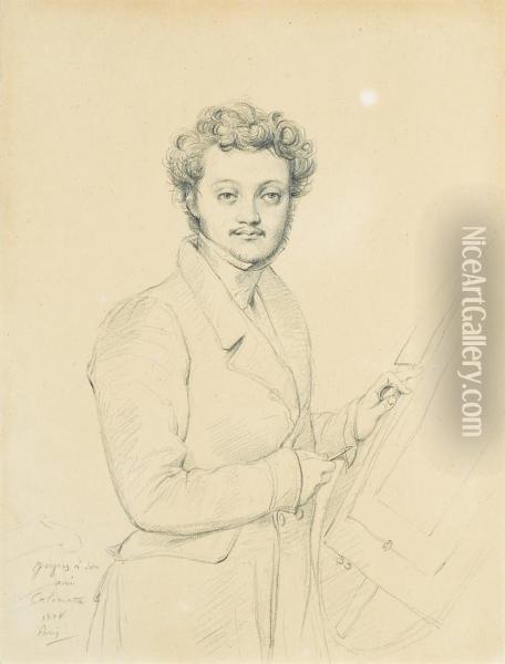 Portrait Of Luigi Calamatta, After Jean-auguste-dominique Ingres Oil Painting - Luigi Calamatta