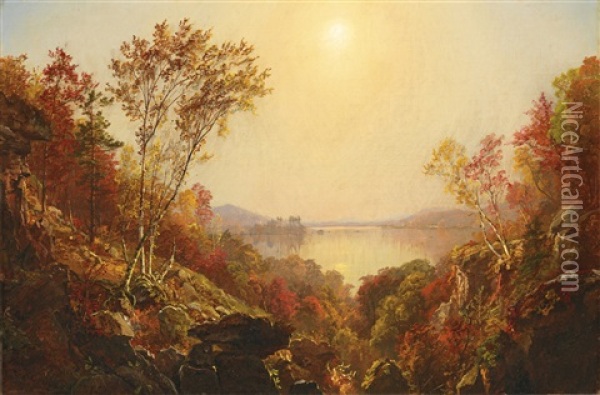 The Greenwood Lake Oil Painting - Jasper Francis Cropsey