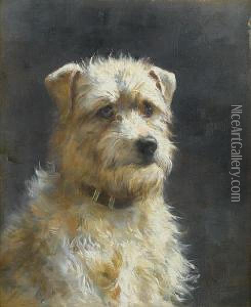 A Terrier Oil Painting - Alfred Duke