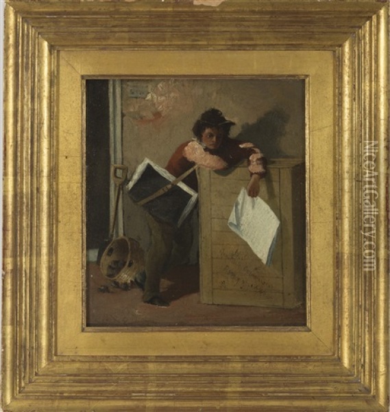 Newspaper Boy With Satchel Oil Painting - Franklin Dullin Briscoe