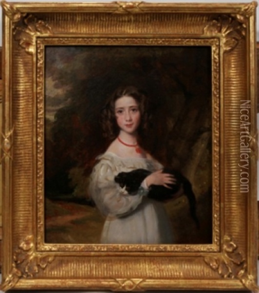 Portrait Of Young Girl Oil Painting - Henry Wyatt