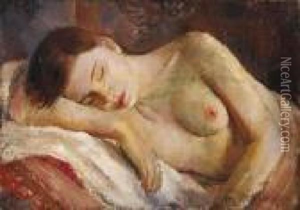 Jeune Femme Endormie Oil Painting - Vera Rockline