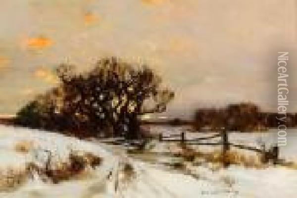 Winter Surprise, Long Island Oil Painting - Bruce Crane