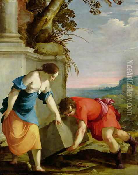 Theseus Finding his Father's Sword 1634 Oil Painting - Laurent De La Hire