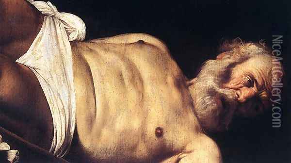 The Crucifixion of Saint Peter (detail 2) 1600 Oil Painting - Caravaggio