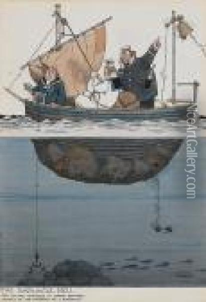 The Barnacle Bell Oil Painting - William Heath Robinson