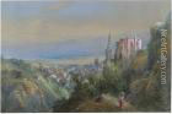 Bacharach On The Rhine Oil Painting - Thomas Miles Richardson