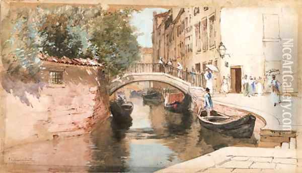 Venice Canal Scene Oil Painting - Francis Hopkinson Smith