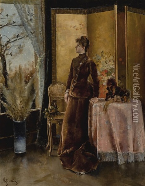 La Neige Oil Painting - Alfred Stevens