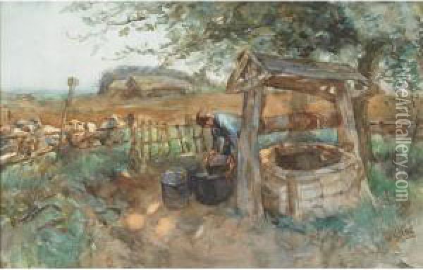 Feeding The Sheep Oil Painting - Willem Van Der Nat