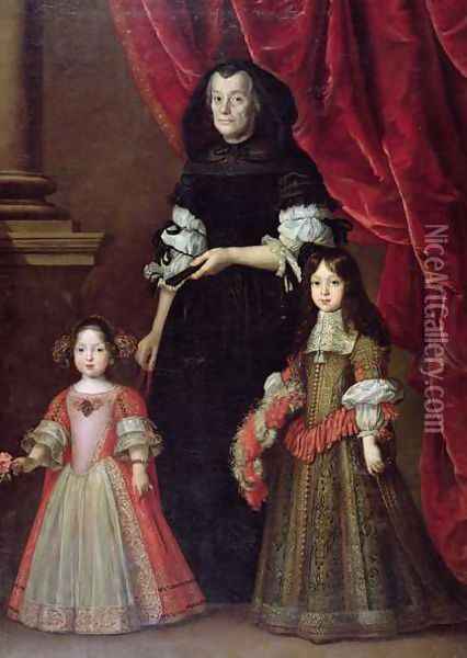 Ferdinando II 1610-70 Grand Duke of Tuscany and Maria Ludovica de Medici with the Governess Oil Painting - Justus Sustermans