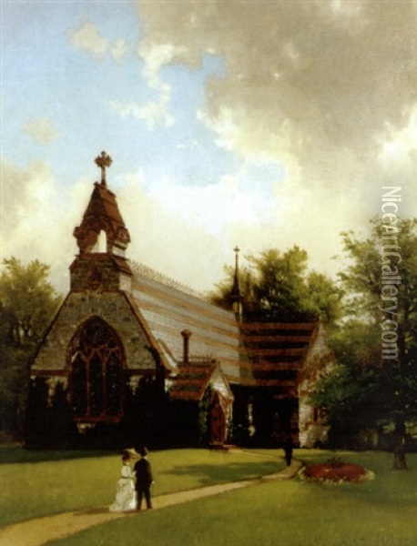 Sunday Morning, Riverdale Church Oil Painting - George Herbert McCord