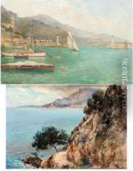 Views Of Cap Martin; Monaco Oil Painting - Ernest Louis Lessieux
