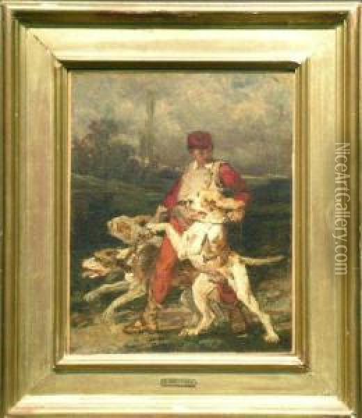 Study Of Page And Hounds Oil Painting - Thomas Couture