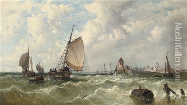 A Breezy Day Off The Low Countries Oil Painting - James Meadows Snr