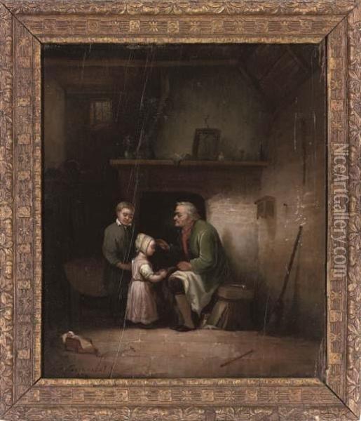Prayers Before Bed Oil Painting - Jozef Geirnaert