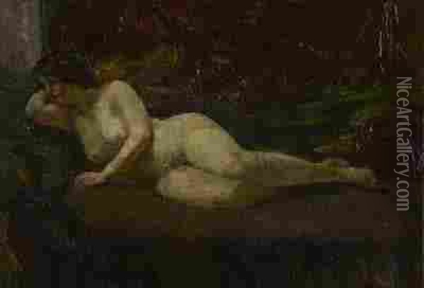 Liegender Weiblicher Akt Oil Painting - Gustav Schraegle