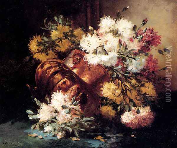 Floral Still Life Of Spring And Autumn I Oil Painting - Eugene Henri Cauchois