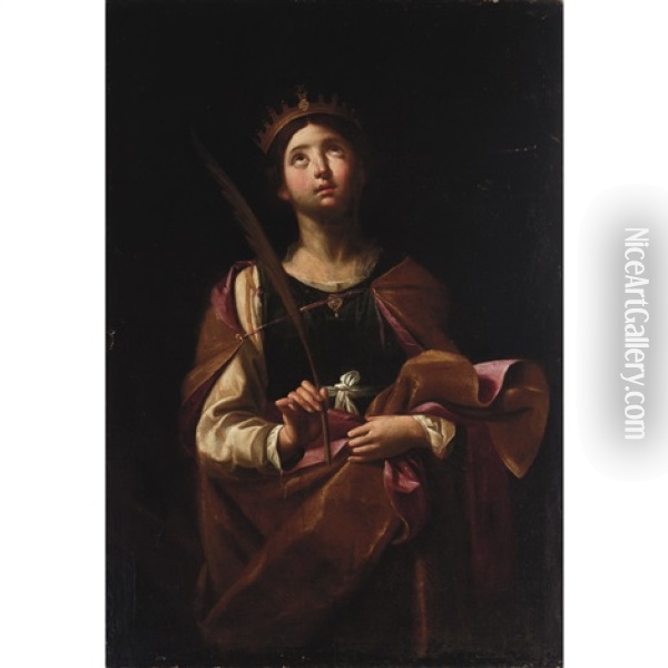 Saint Catherine With Her Wheel Oil Painting -  Caravaggio