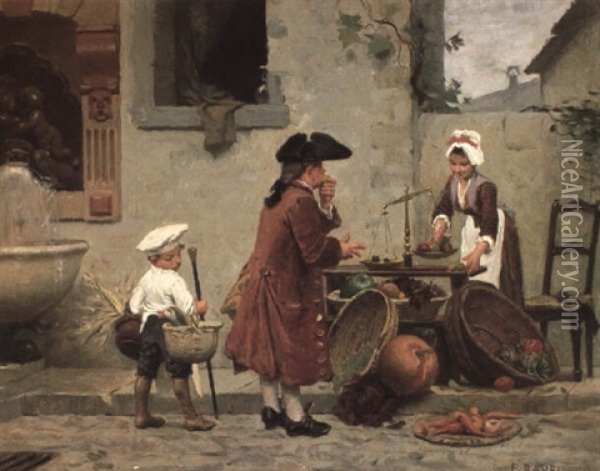 Marktszene Oil Painting - Edouard John E. Ravel