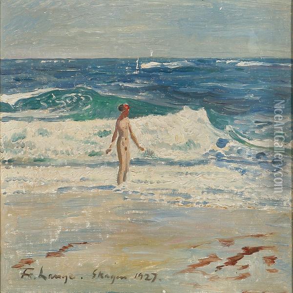 A Nude Female On Skagen Beach, Denmark oil painting reproduction by  Frederik Lange - NiceArtGallery.com