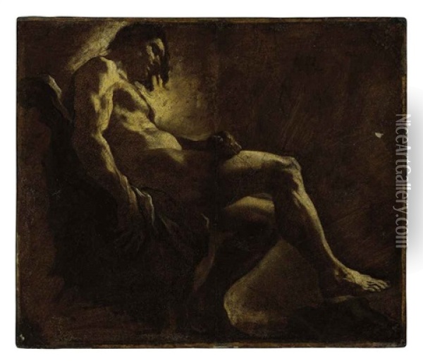 Male Nude (study) Oil Painting - Mattia Preti