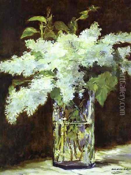 Lilac In A Glass Oil Painting - Edouard Manet