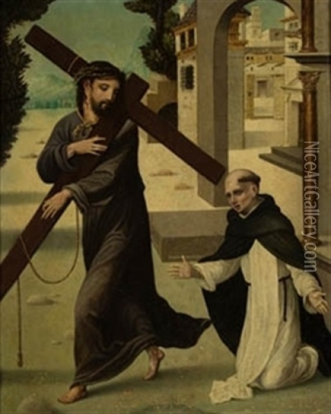 Aparicion De Cristo A San Pedro Martir Oil Painting - Juan Correa de Vivar