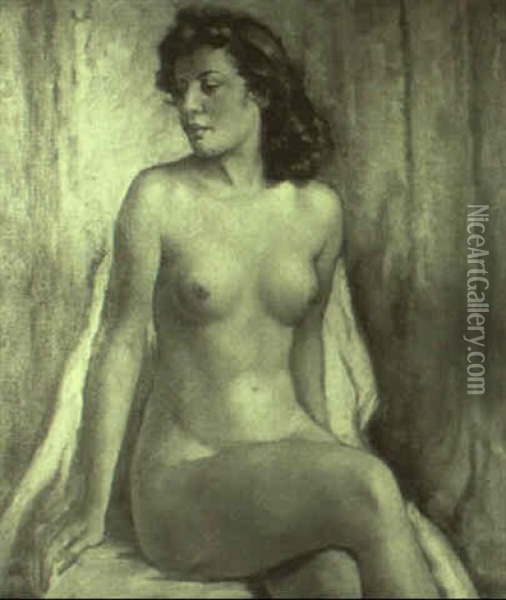 Sitzender Weiblicher Akt Oil Painting - Wilhelm Hempfing