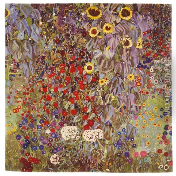 Bauerngarten Mit Sonnenblumen Oil Painting - Gustav Klimt