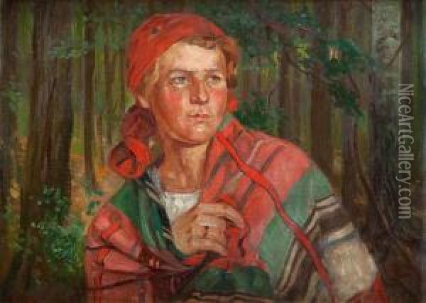 W Lesie Oil Painting - Wincenty Wodzinowski