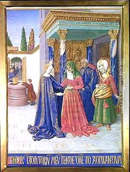 The Visitation from Hours of the Virgin Oil Painting - Jean Fouquet
