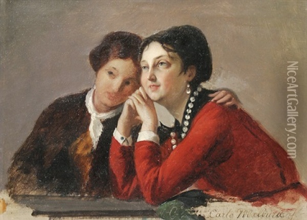 Zwei Freundinnen Oil Painting - Carlo Maldura