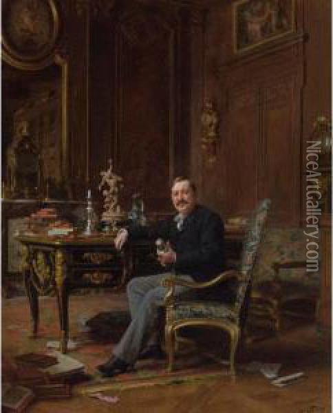 The Connoisseur Oil Painting - Jules Worms