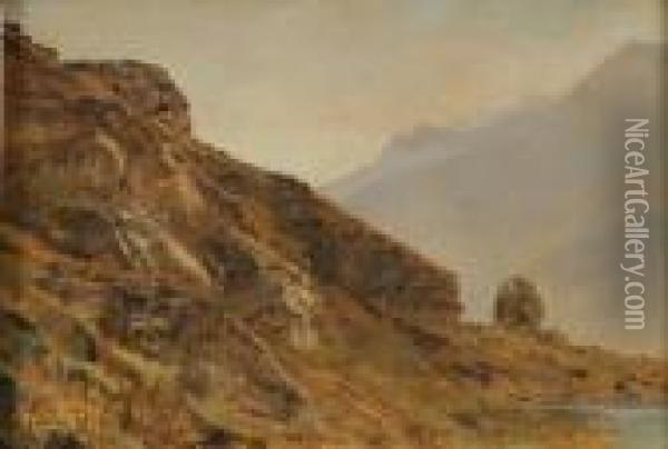 Mountain Slope Oil Painting - Janus Andreas La Cour