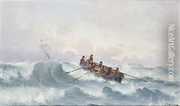Stormande Hav Oil Painting - Ludvig Otto Richarde