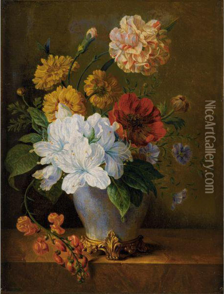Vase De Fleurs Oil Painting - Elise Lebarbier Bruyere