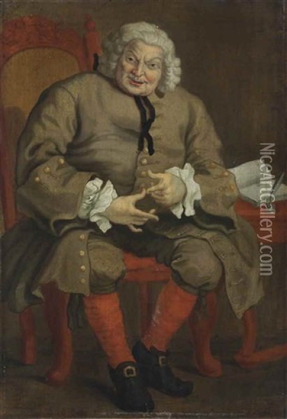 Portrait Of Simon Fraser, 11th Baron Lovat (c. 1667-1747) Oil Painting - William Hogarth