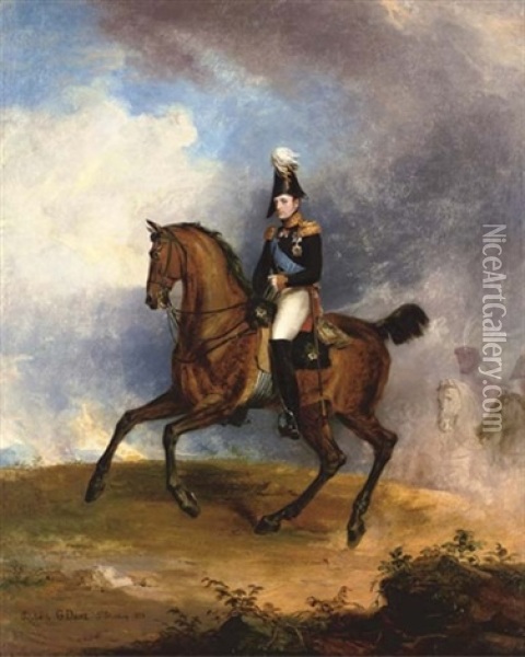 Portrait Of Grand Duke Nicholas, Later Emperor Nicholas I, On Horseback Oil Painting - George Dawe